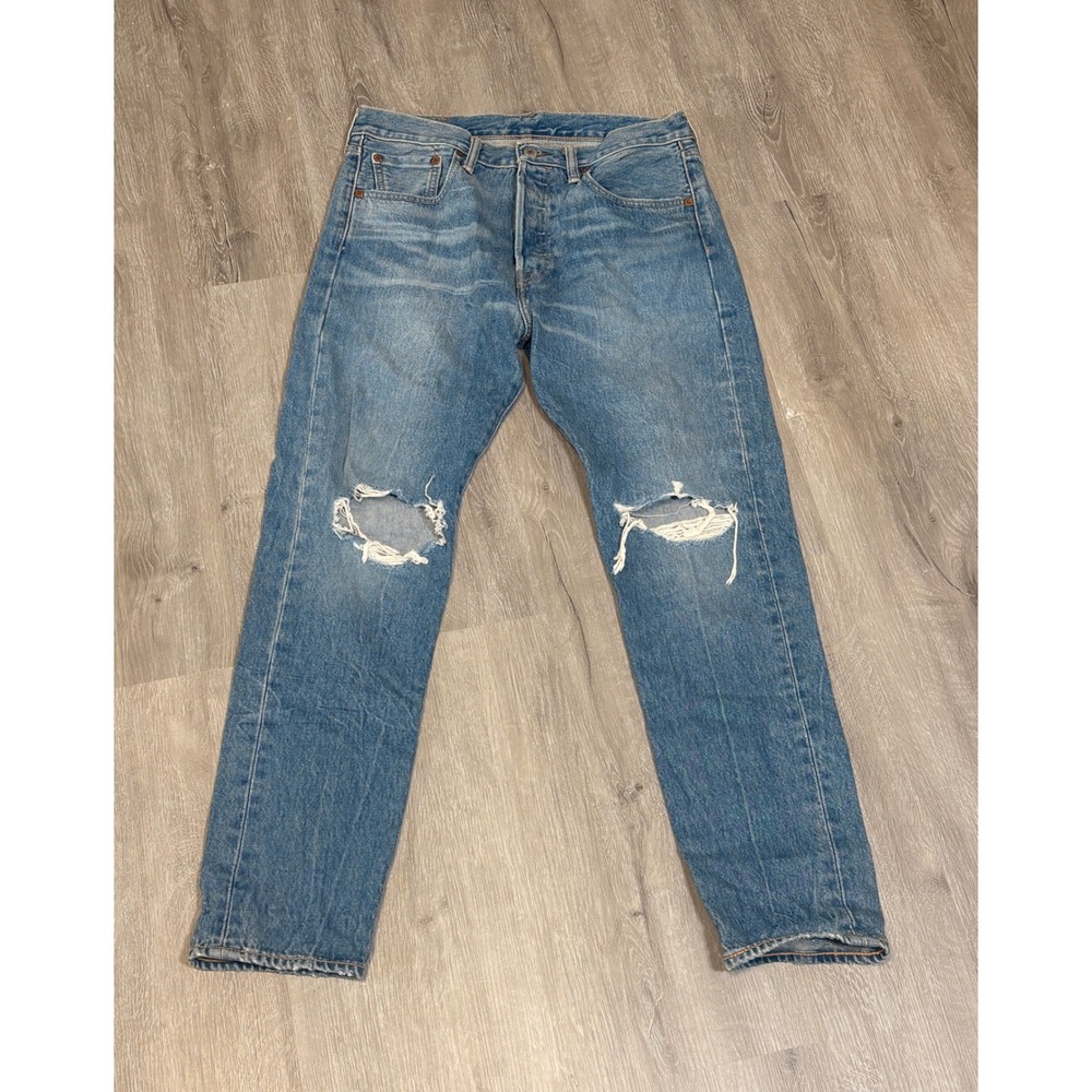 Levis 501 CT Custom Tapered Blue Distressed Jeans Button Fly Mens 30x30